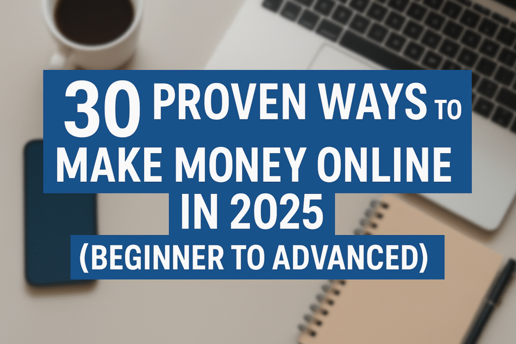 30 Proven ways to make money online in 2025-beginner to advanced.